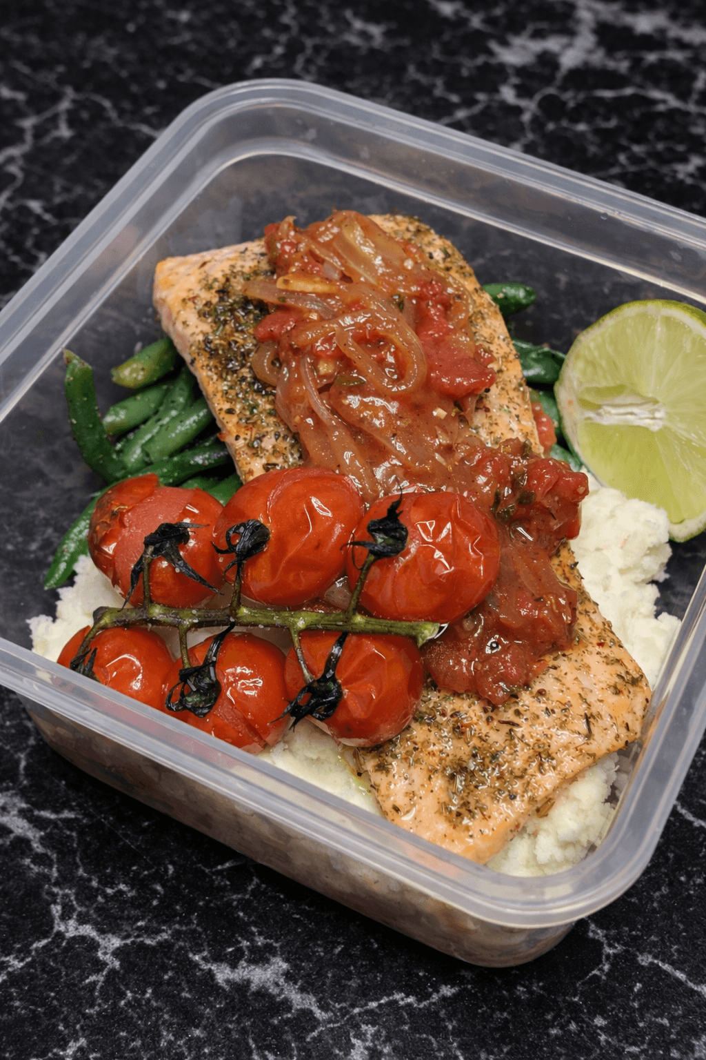 Provençal Salmon, Tomatoes + Mashed Potatoes